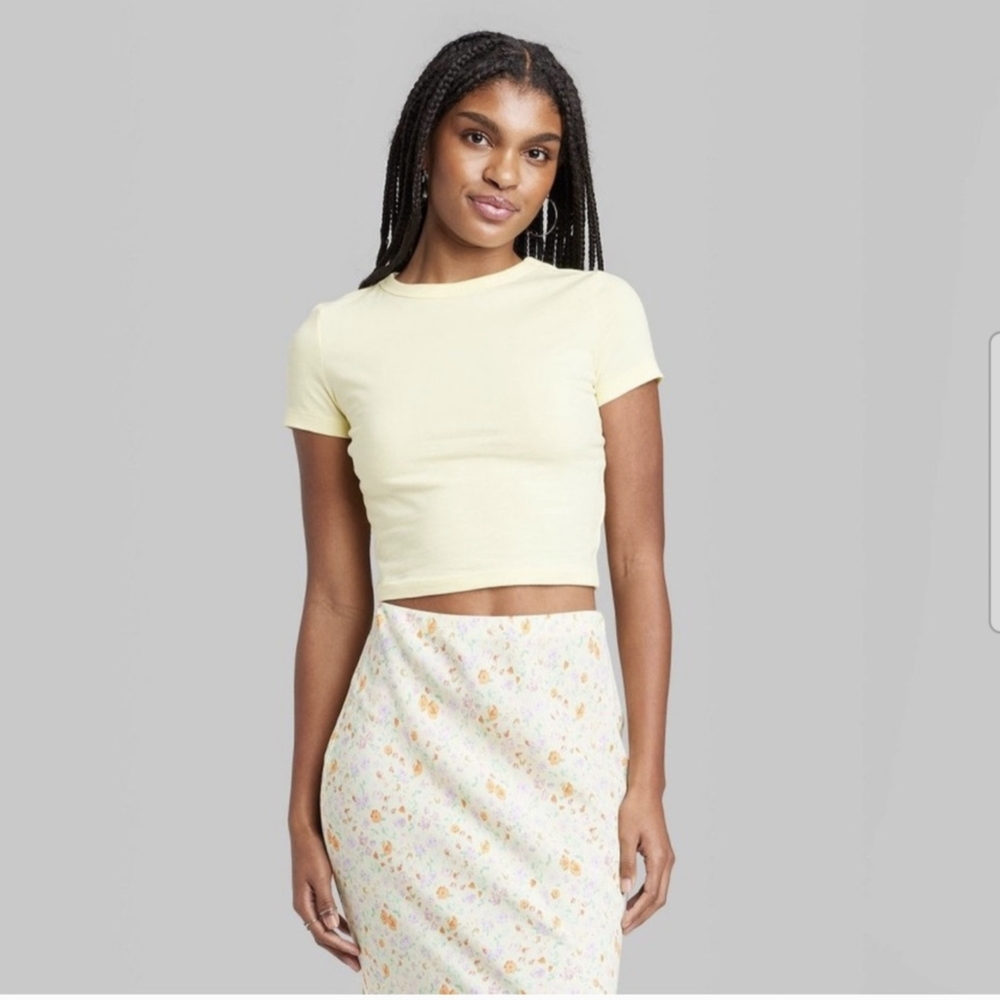 NWOT Wild Fable Yellow Fitted Crop T-Shirt - XXS